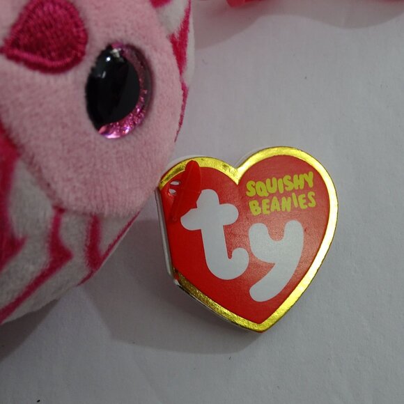 Ty Squishy Beanie Pinky Owl Plush Keychain Clip Stuffed Animal Plush Soft Toy 3" - Picture 7 of 11